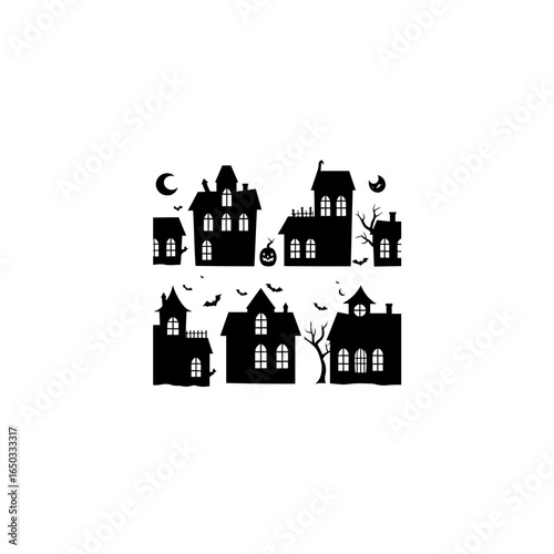 
Halloween spooky silhouette set 