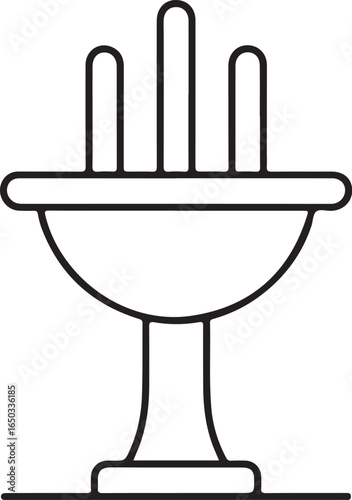 Simple outline icon of a three prong electrical plug on a pedestal
