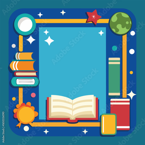 Educational or Entertainment Books Frame or Border 