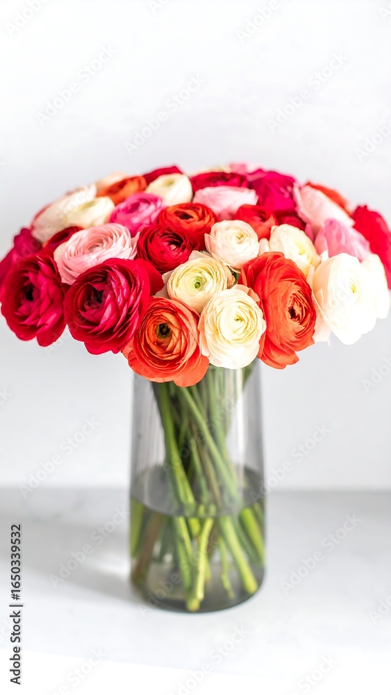 Fototapeta premium Colorful Ranunculus bouquet in vase