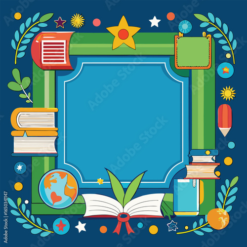 Educational or Entertainment Books Frame or Border 