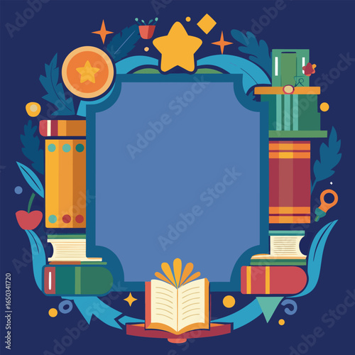 Educational or Entertainment Books Frame or Border 