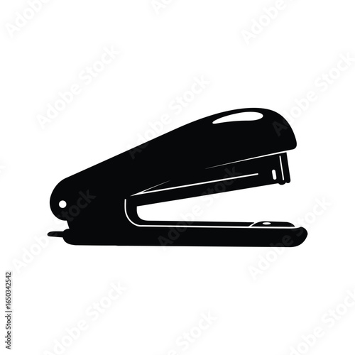 Black stapler vector illustration office supplies stationery equipment binding tool document fastener isolated eps graphic
