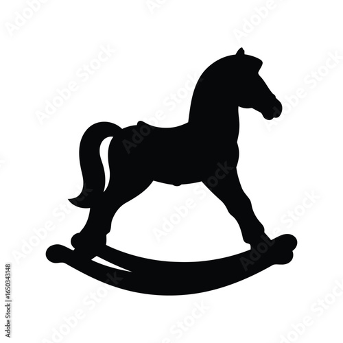 Black silhouette rocking horse toy classic wooden horse children s plaything nursery decor vintage toy icon
