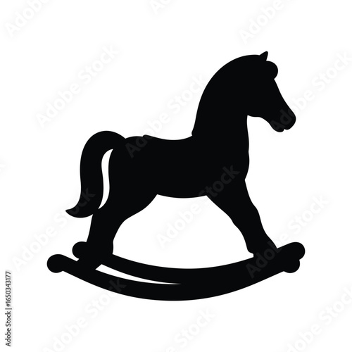 Rocking horse silhouette vector illustration classic toy childhood nostalgia isolated eps graphic