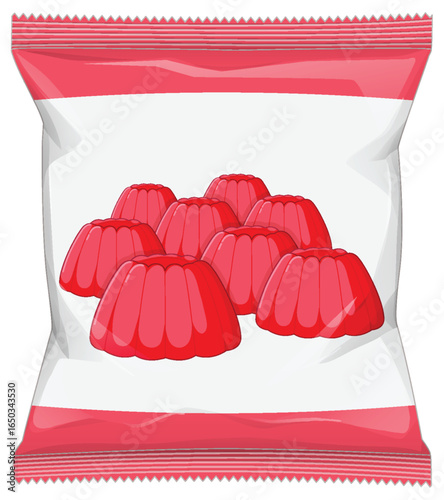 Red Jelly Candy Pack Vector Illustration