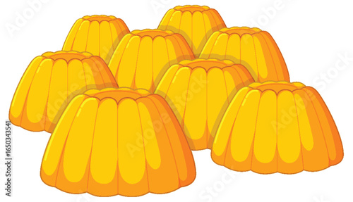 Bright Yellow Gelatin Desserts in Group Arrangement