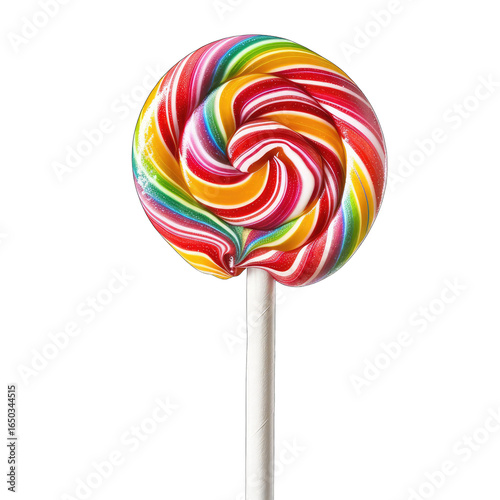Vibrant colorful lollipop, swirl of rainbow candy