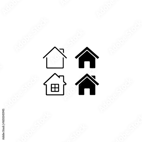Minimalist black house icons set modern home silhouette vector collection 