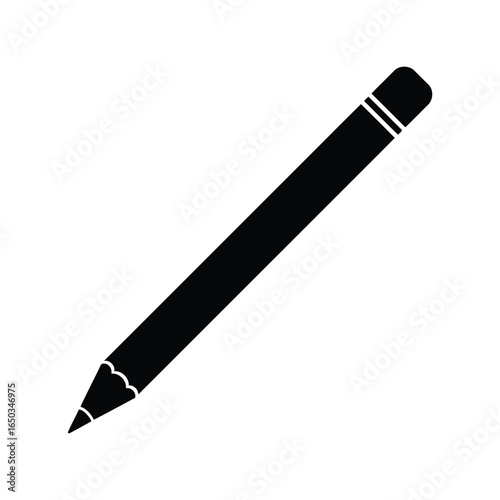 Black pencil silhouette writing tool vector drawing instrument education icon isolated graphic