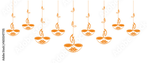 Diwali lamp decoration icons in fill, thin line, outline, and stroke styles. Vector illustration of two golden Diwali lamp vector icon designs.
