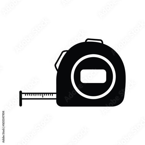 Black tape measure vector illustration construction tool measuring equipment diy renovation icon