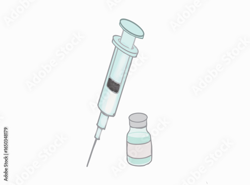 Illustration of a vaccine vial and syringe