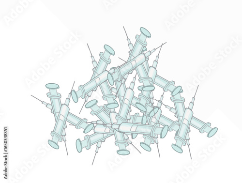 Illustration of a pile of used syringes