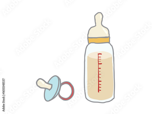 Baby bottle and pacifier illustration