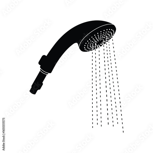 Black shower head vector illustration water spray bathroom fixture hygiene clean isolated eps graphic
