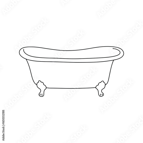 Clawfoot bathtub line art illustration vintage bathroom fixture elegant tub design porcelain bath isolated vector graphic