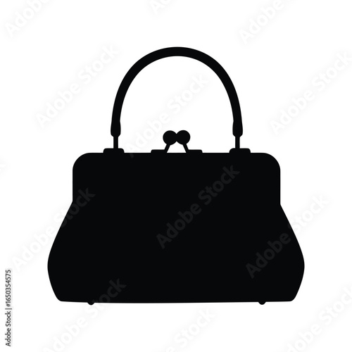 Vintage handbag silhouette vector illustration classic purse retro accessory fashion clutch elegant accessory isolated eps graphic