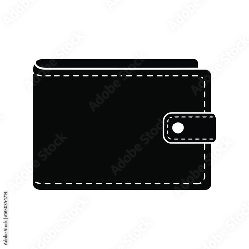 Black leather wallet vector illustration money holder cash pouch credit card case personal finance accessory