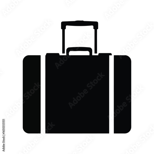 Black silhouette suitcase vector illustration travel luggage wheeled bag vacation gear journey icon isolated eps graphic
