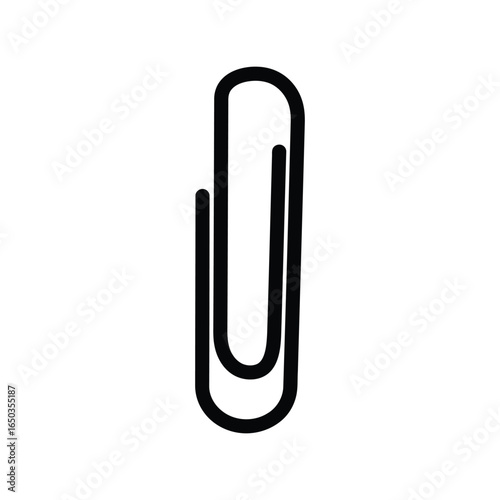 Black paperclip vector illustration office supplies stationery document fastener metal clip isolated eps graphic