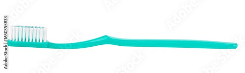 Fényképezés green toothbrush isolated on white background