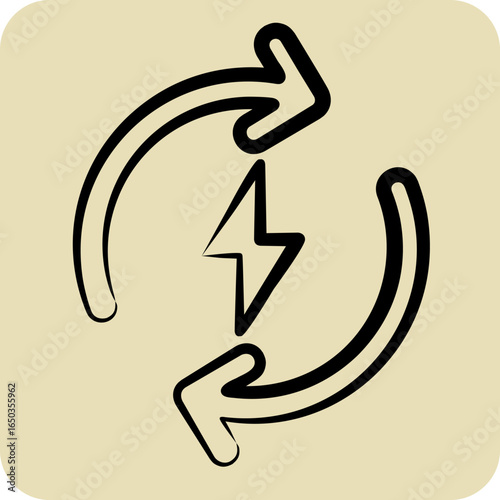 Icon Recharge. related to Charging symbol. hand drawn style. design editable
