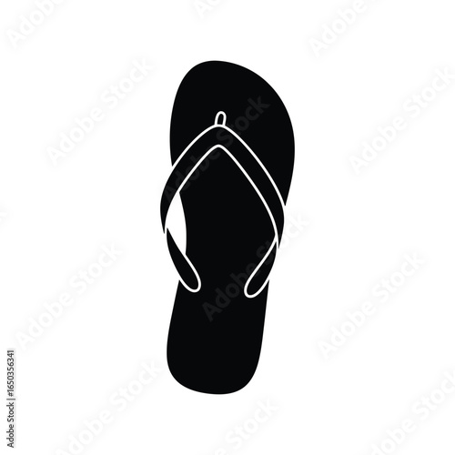 Black flip flop sandal illustration summer footwear beach shoe casual wear isolated graphic