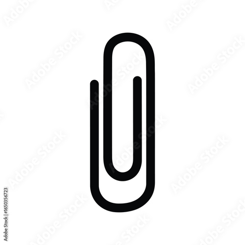 Black paperclip icon vector illustration office supplies stationery document fastener isolated eps graphic