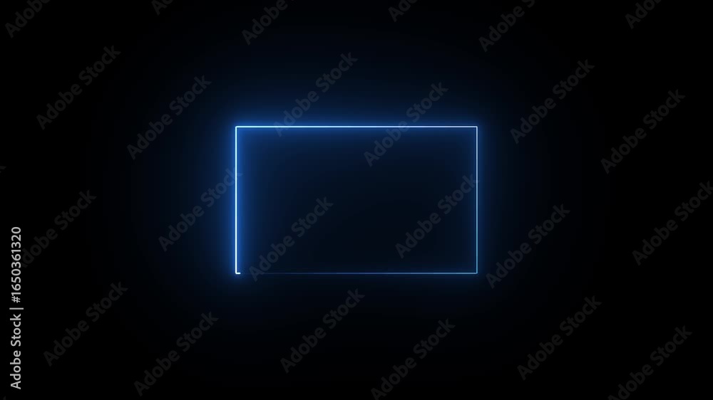 Neon glowing photo frame box icon on black background animation Ideal for social media graphics, digital artwork and creative visual projects Neon glowing photo frame box icon on black background animation Ideal for social media graphics, digital artwork and creative visual projects