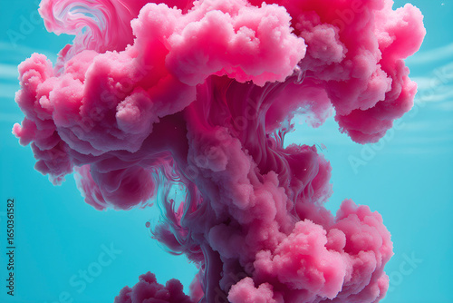 Vibrant Pink Ink Swirls in Clear Water Creating Mesmerizing Patterns