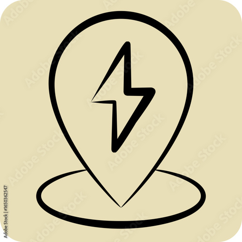 Icon Charging Location. related to Charging symbol. hand drawn style. design editable