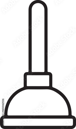 Simple black and white line drawing of a plumbing plunger icon