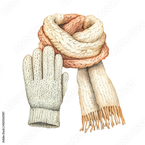a cute Cozy knitted scarf and gloves set