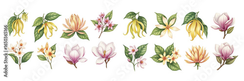 A vibrant collection of assorted flowers and leaves in various colors and styles.