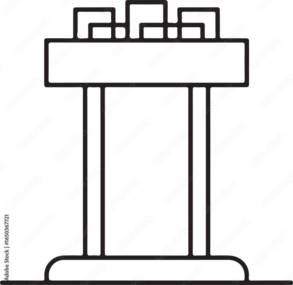 Fototapeta premium Simple outline icon of a podium or lectern for speeches and presentations