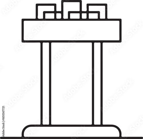 Simple outline icon of a podium or lectern for speeches and presentations
