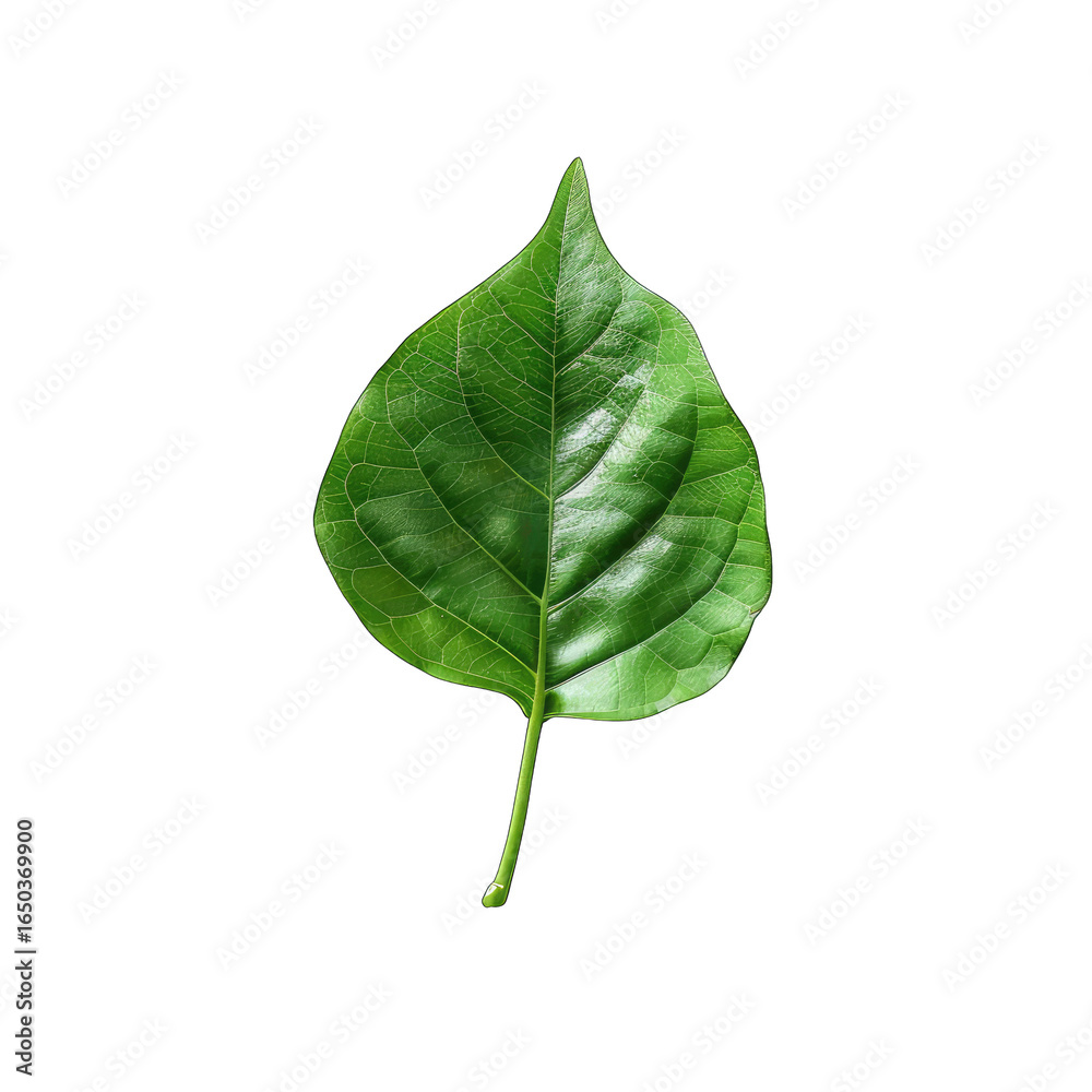 Fototapeta premium Close-up of a single, vibrant green leaf