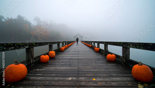 Fog Rolling Over A New England Pier Lined