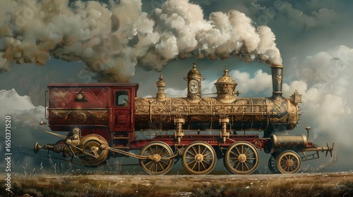 A classic oil painting depicting a geothermal power plant nestled amidst mountains, highlighting the sustainable harnessing of Earths heat