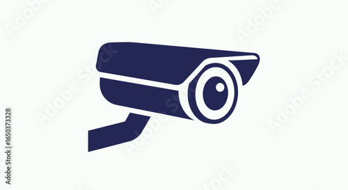 A dark blue icon of a CCTV security camera for surveillance and safety monitoring.