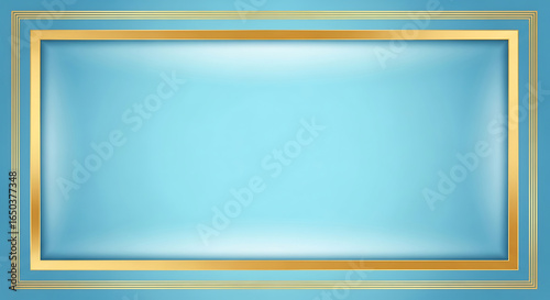 Elegant golden rectangular frame with a soft blue gradient background and subtle spotlight effect