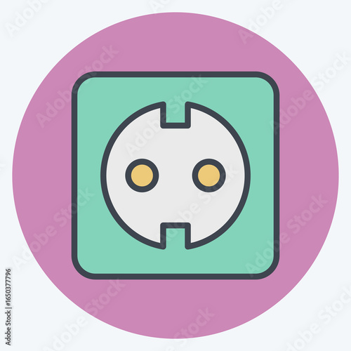Icon Socket. related to Charging symbol. color mate style. design editable
