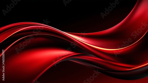 Abstract red and black flowing curves