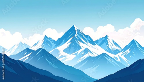 Wallpaper Mural Majestic Blue Mountains, Snowy Peaks, and Cloudscape. Torontodigital.ca