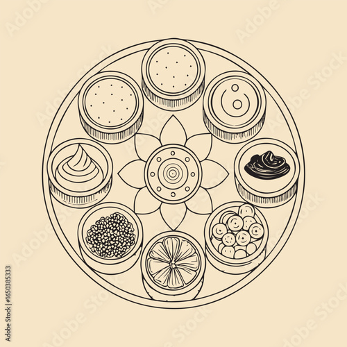 Sacred Thali Mandala – A Harmony of Flavors and Traditions