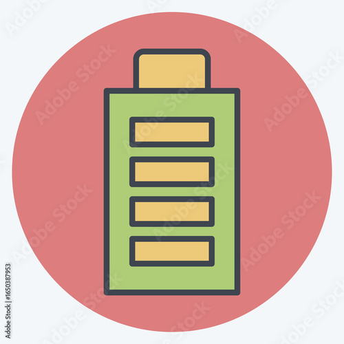 Icon Battery Full. related to Charging symbol. color mate style. design editable