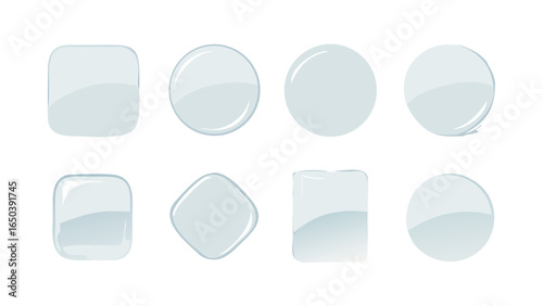 Illustration of shiny shape set glossy button collection circle square design element graphic user interface