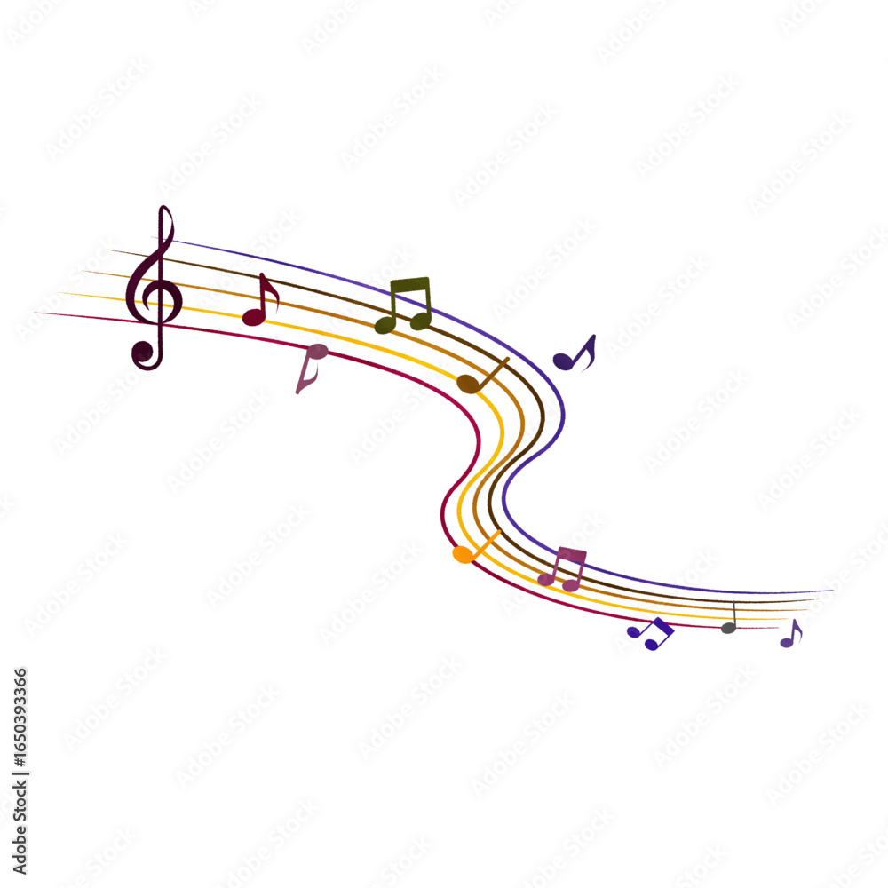 Naklejka premium 秋に流れる音楽のイメージ（水彩風）