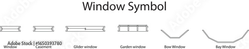 window symbol, interior design, architectural element, blueprint, vector, editable stroke, 